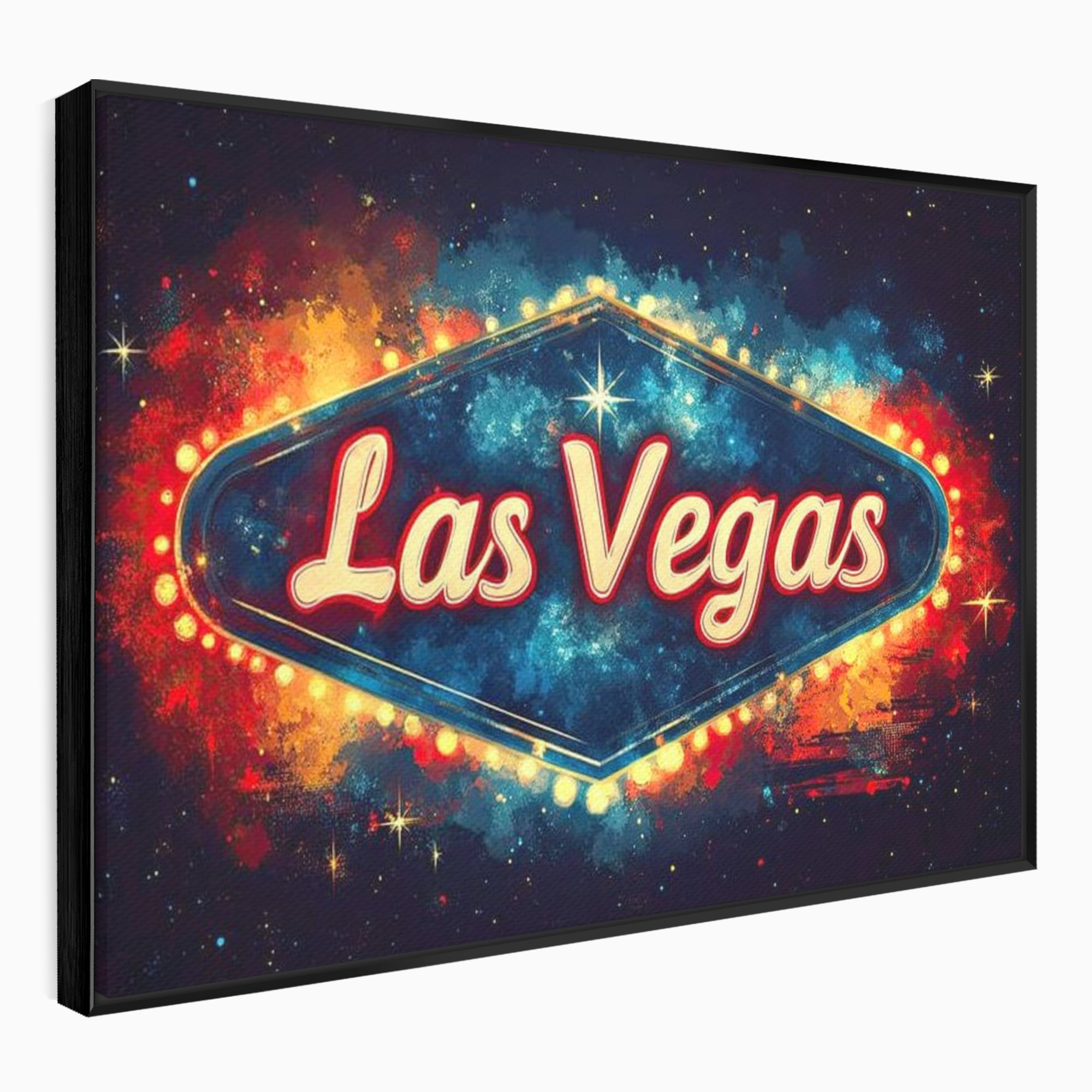 Tablou canvas cu tablou canvas cu semn neon las vegas, in rama de aluminiu negru
